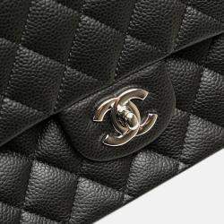 Pre Owned Chanel Black Medium Classic Caviar Double Flap
