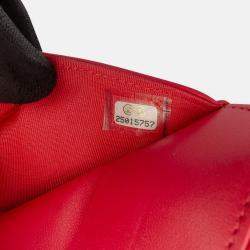 Pre Owned Chanel Red Quilted Caviar Boy Wallet on Chain