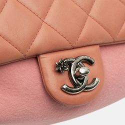 Pre Owned Chanel Pink Paris Salzburg Mini Quilted Glazed Calfskin and Felt Edelweiss Flower Flap
