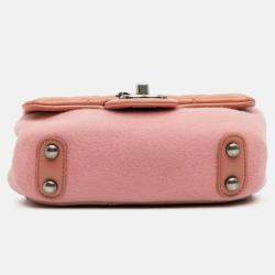 Pre Owned Chanel Pink Paris Salzburg Mini Quilted Glazed Calfskin and Felt Edelweiss Flower Flap