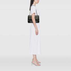 Pre Owned Chanel Black Grey Paris Salzburg Jumbo Bicolor Quilted Lambskin Tyrolean Flap