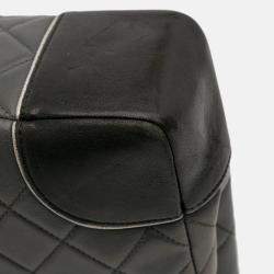 Pre Owned Chanel Black Grey Paris Salzburg Jumbo Bicolor Quilted Lambskin Tyrolean Flap
