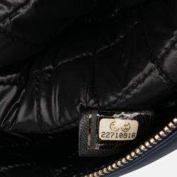 Pre Owned Chanel Black Navy Blue Large Bicolor Quilted Leather Pearl O Case Clutch