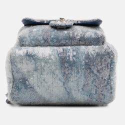 مملوكة مسبقًا حقيبة ظهر شانيل شلال الترتر الأزرق