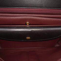 Pre Owned Chanel Black Diagonal Quilted Lambskin CC Signature Flap