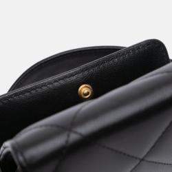 Pre Owned Chanel Black Lambskin 19 Flap Coin Purse With Chain