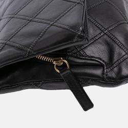 Pre Owned Chanel Black Quilted Lambskin Leather Clutch