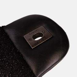 Pre Owned Chanel Black Jumbo Patchwork Tweed Flap