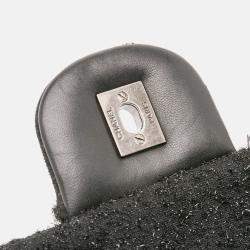 Pre Owned Chanel Black Jumbo Patchwork Tweed Flap