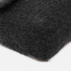 Pre Owned Chanel Black Jumbo Patchwork Tweed Flap