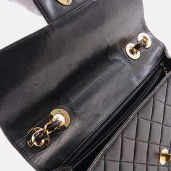 Pre Owned Chanel Classic Flap Black Lambskin Leather Shoulder Bag