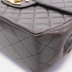 Pre Owned Chanel Classic Flap Black Lambskin Leather Shoulder Bag