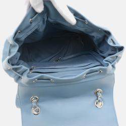 Pre Owned Chanel Chevron Blue Lambskin Leather Backpack