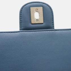 Pre Owned Chanel Chevron Blue Lambskin Leather Backpack