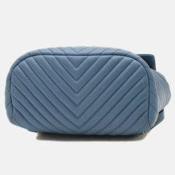 Pre Owned Chanel Chevron Blue Lambskin Leather Backpack