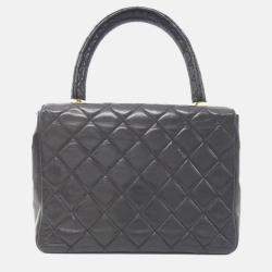 Pre Owned Chanel Black Lambskin Leather Handbag