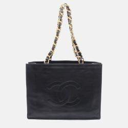 Pre Owned Chanel CC Black Lambskin Shoulder Bag