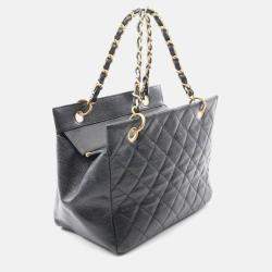 Pre Owned Chanel CC Black Leather Tote Bag