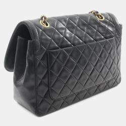 Pre Owned Chanel CC Black Lambskin Leather Shoulder Bag
