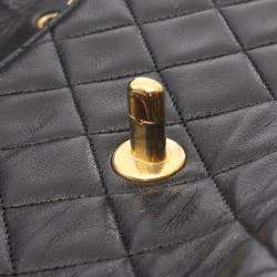 Pre Owned Chanel CC Black Lambskin Leather Shoulder Bag