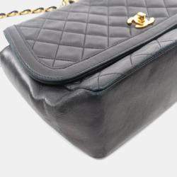 Pre Owned Chanel CC Black Lambskin Leather Shoulder Bag