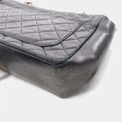 Pre Owned Chanel CC Black Lambskin Leather Shoulder Bag