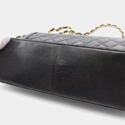 Pre Owned Chanel CC Black Lambskin Leather Shoulder Bag