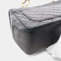 Pre Owned Chanel CC Black Lambskin Leather Shoulder Bag