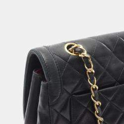 Pre Owned Chanel CC Black Lambskin Leather Shoulder Bag