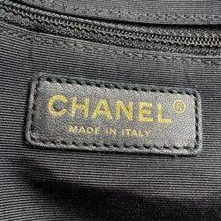 Pre Owned Chanel Elegant Flap Blue Black Leather Shoulder Bag