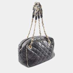 Pre Owned Chanel CC Black Lambskin Leather Shoulder Bag