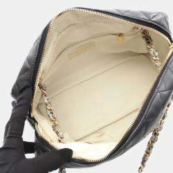 Pre Owned Chanel CC Black Lambskin Leather Shoulder Bag