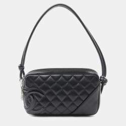 Pre Owned Chanel Cambon Ligne Black Leather Tote Bag