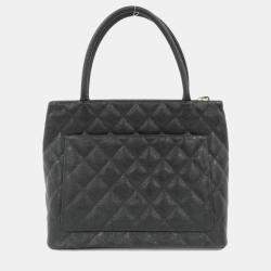Pre Owned Chanel Medallion Black Leather Shoulder Bag
