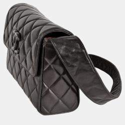Pre Owned Chanel Black Lambskin Leather Shoulder Bag