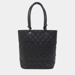 Pre Owned Chanel Cambon Ligne Black Leather Tote Bag