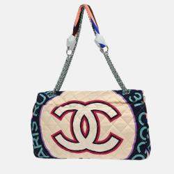 Pre Owned Chanel Flap Multicolour Satin Quilted Printed Shoulder Bag