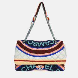 Pre Owned Chanel Flap Multicolour Satin Quilted Printed Shoulder Bag