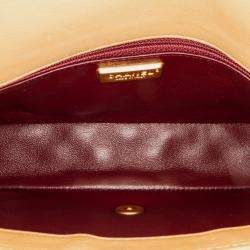 Pre Owned Chanel Yellow Medium Classic Lambskin Metal Edge Shoulder Bag