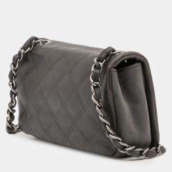 Pre Owned Chanel Grey Embossed Calfskin New Chic Flap