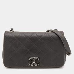 Pre Owned Chanel Grey Embossed Calfskin New Chic Flap