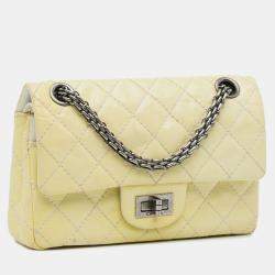 Pre Owned Chanel Yellow Mini Reissue 2.55 Patent Double Flap