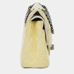 Pre Owned Chanel Yellow Mini Reissue 2.55 Patent Double Flap