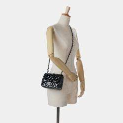 Pre Owned Chanel Black Mini Square Classic Patent Single Flap