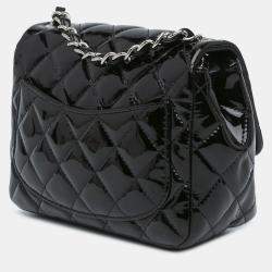 Pre Owned Chanel Black Mini Square Classic Patent Single Flap