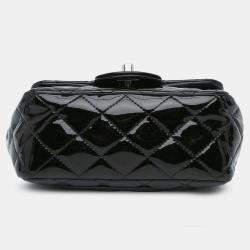 Pre Owned Chanel Black Mini Square Classic Patent Single Flap