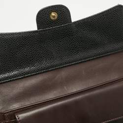 Pre Owned Chanel Black Quilted Caviar Leather Classic L Flap Wallet