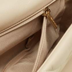Pre Owned Chanel Light Beige Quilted Leather Small 19 Flap Bag