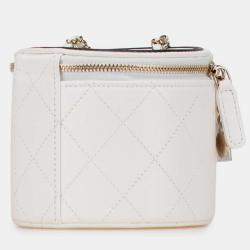 Pre Owned Chanel White Quilted Lambskin Leather Chain and Charm Vanity Case