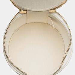 Pre Owned Chanel White Quilted Lambskin Leather Chain and Charm Vanity Case